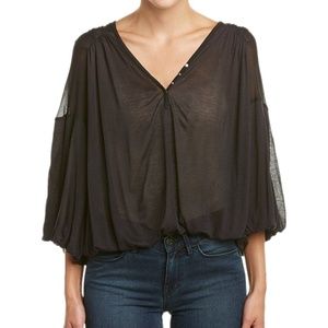 Free People Peaks Island Button V-Neck Blouse XS
